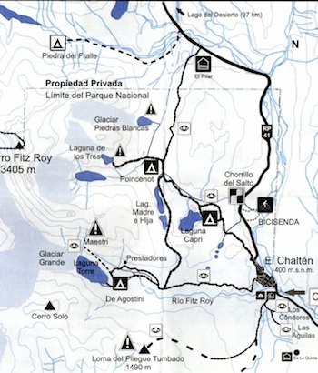 Karte Fitz Roy Patagonien